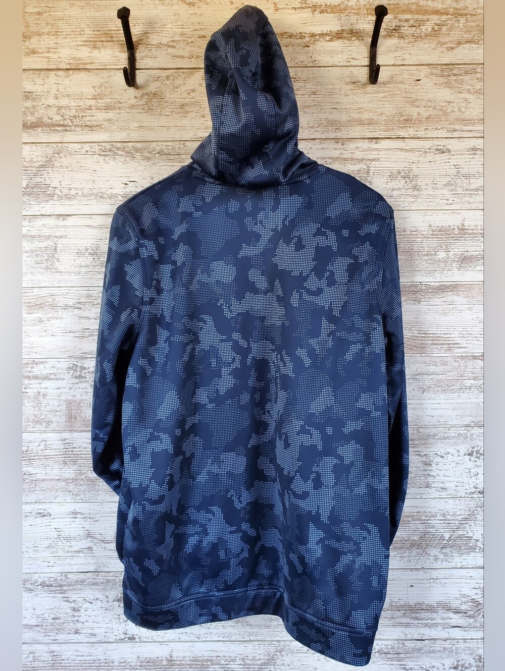 Under Armour Blue Digital Camo ColdGear Fleece Hoodie Sweatshirt Unisex - Picture 3 of 12